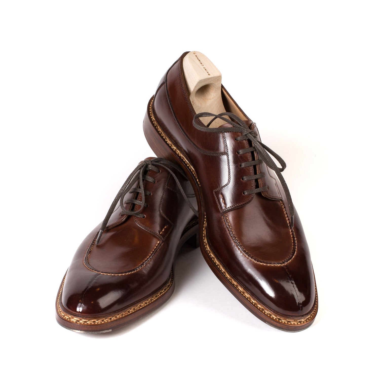 Derby "Split Toe Apron" made of Brown Calfskin - purely handmade